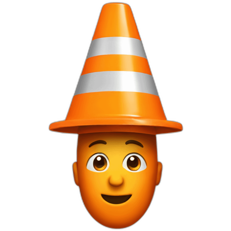 Square head orange traffic cone on head emoji