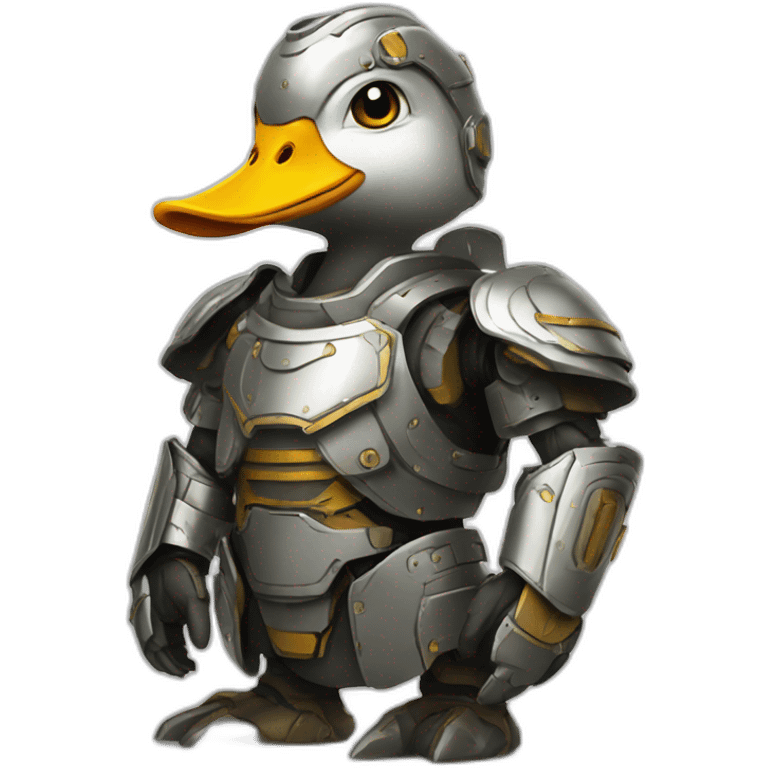 A wise duck in mech armour emoji