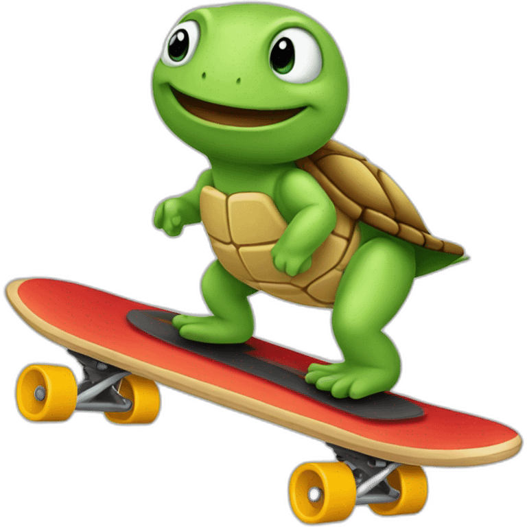 Turte riding a scateboard emoji