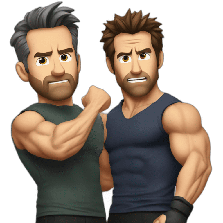 Ryan Reynolds fighting hugh jackman emoji