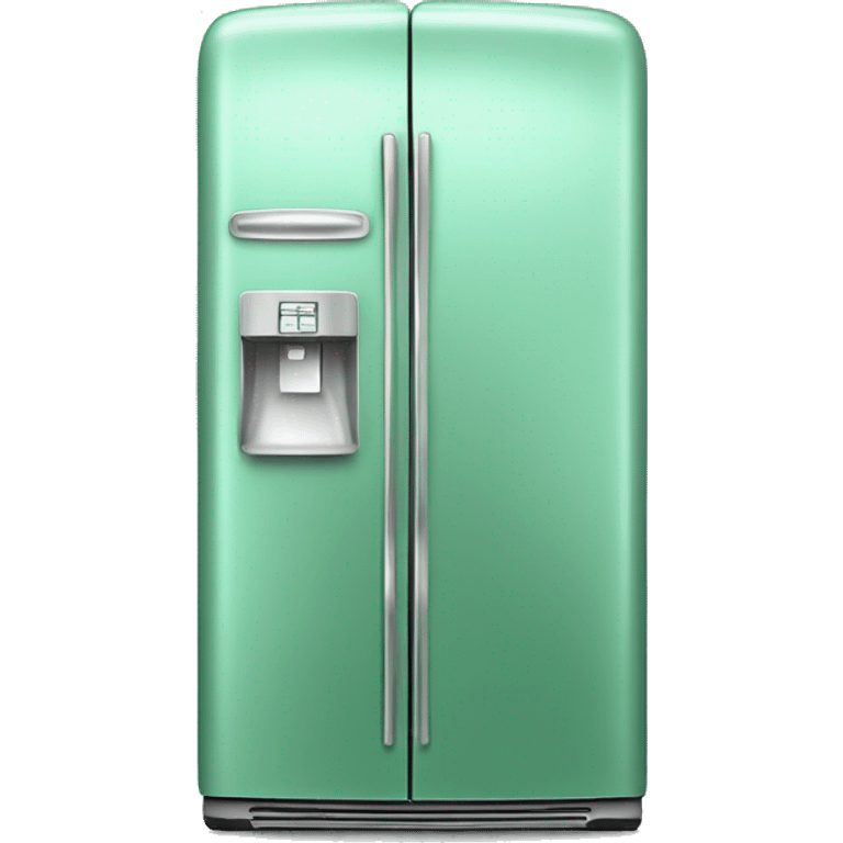 Realistic metallic mint green fridge isolated. emoji