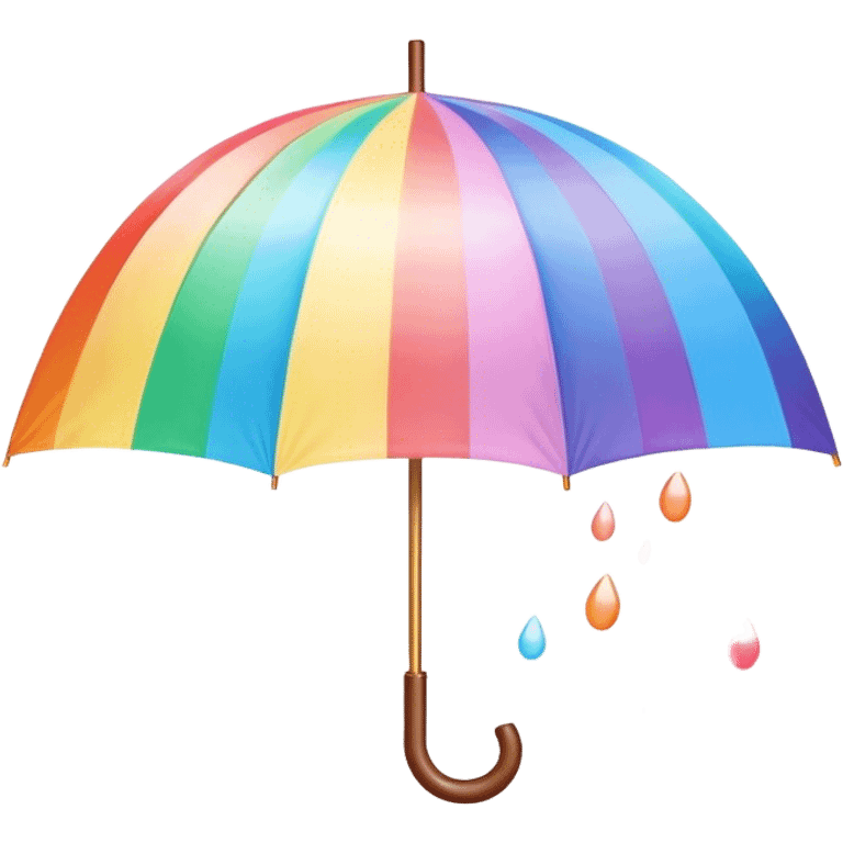 
pastel umbrella and rain in the form of rainbow hearts emoji