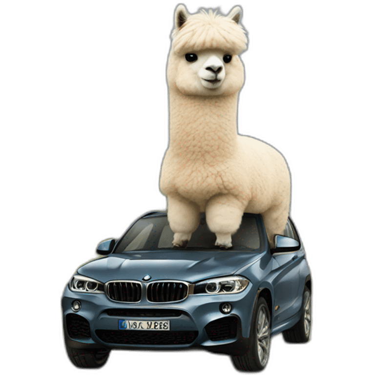 Alpaca drives bmw emoji