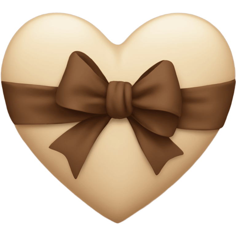 Beige coloured heart with a brown bow emoji