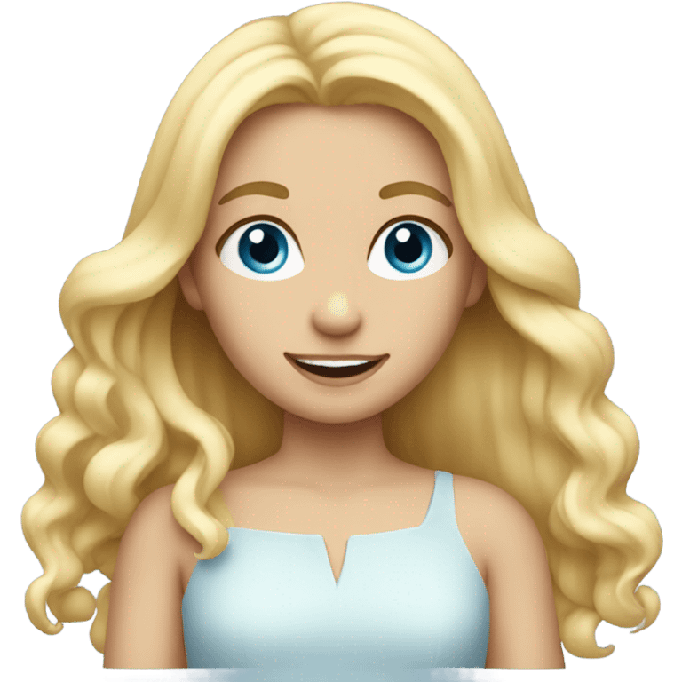 Blonde girl long hair blue eyes birthday emoji