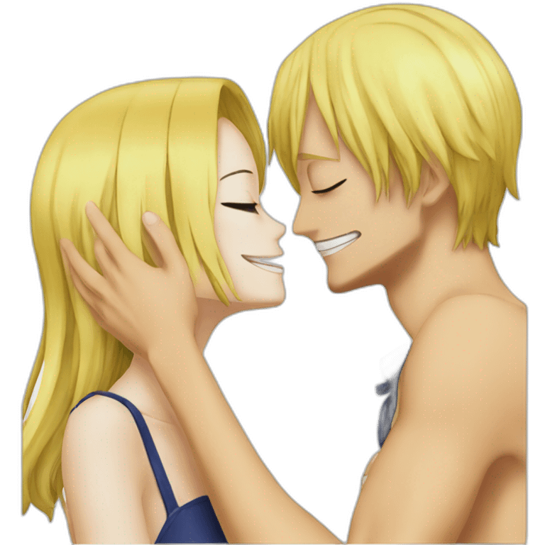 Nami from One Piece kissing Sanji from One Piece emoji