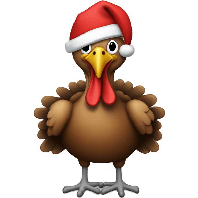 Turkey with a santa hat emoji