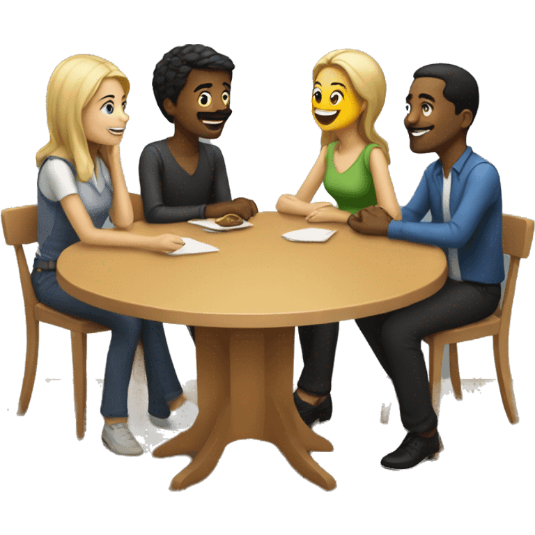 4 people talking around a table emoji