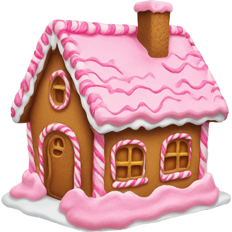 Gingerbread house with pink icing  emoji