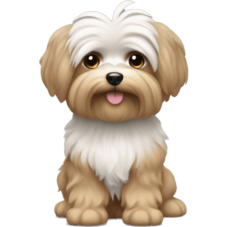 Yorkshire mixed with Maltese with grey, light brown, and white fur emoji