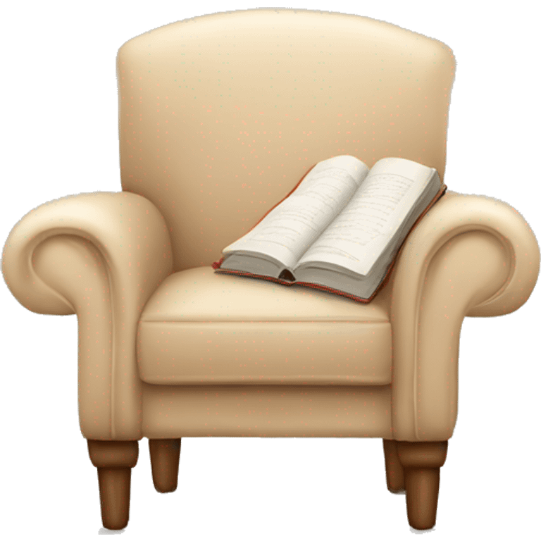 Simple Beige Armchair with blanket and open book on it emoji