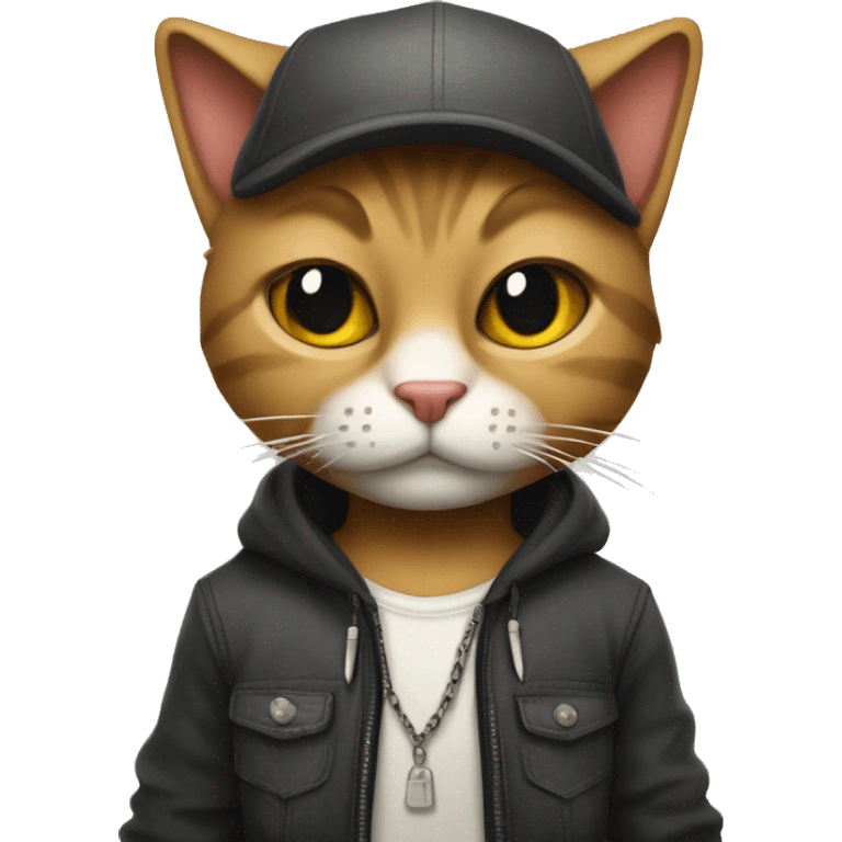 anthropomorphic cat in a thug style outfit  emoji