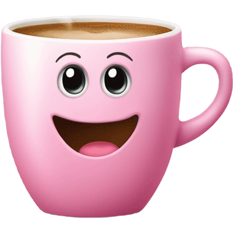 Pink coffee cup kawaii emoji