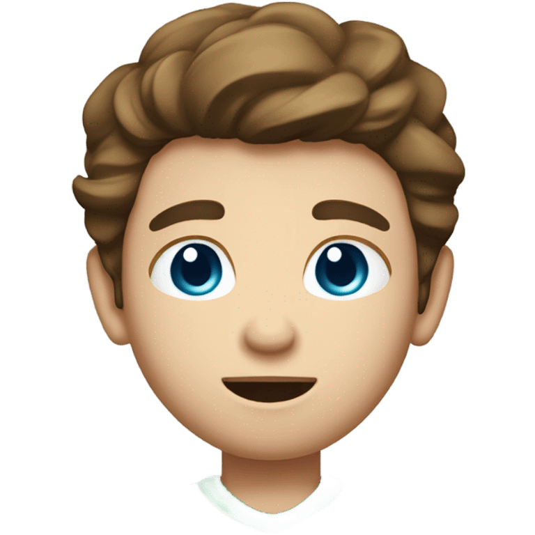 boy with brown hair and blue eyes. wearing a green shirt. holding an american football. from the chest up emoji