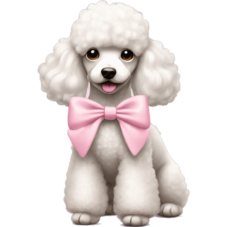 White poodle wearing a pastel pink bow emoji