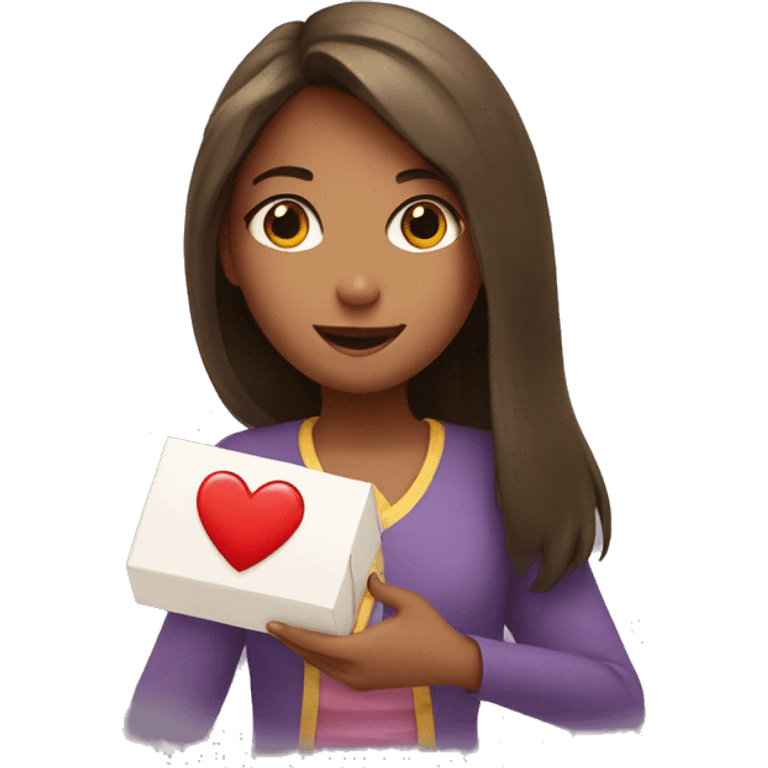 Giving heart to a girl emoji