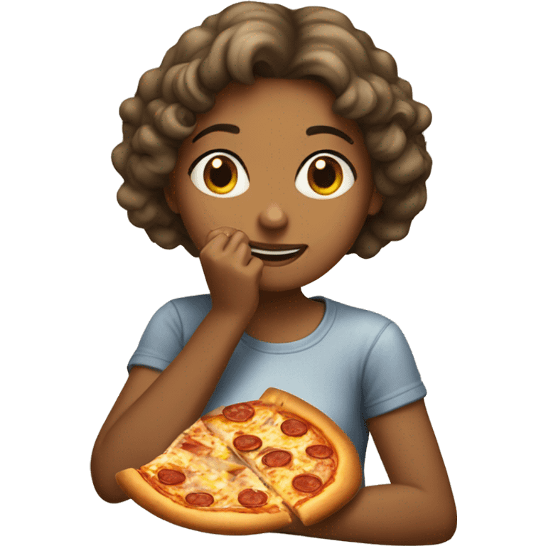 Girl eating pizza emoji