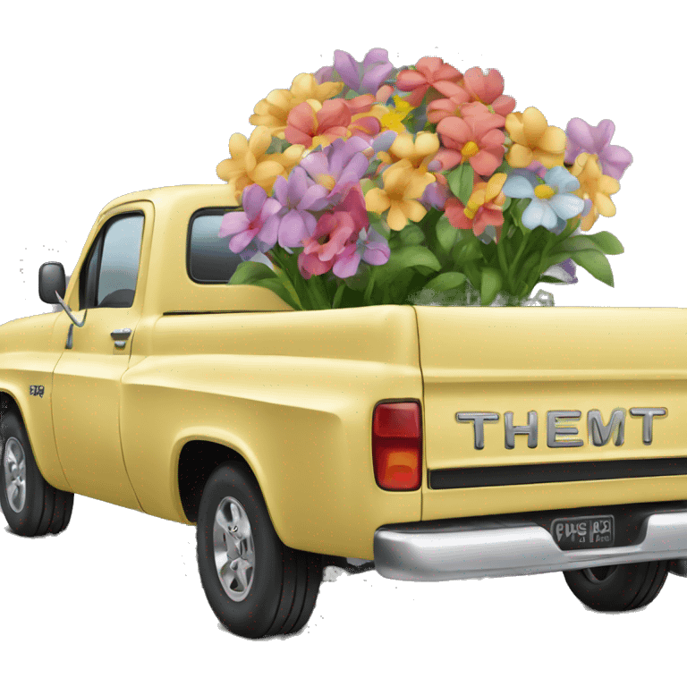 Chevy truck with flowers in the back emoji