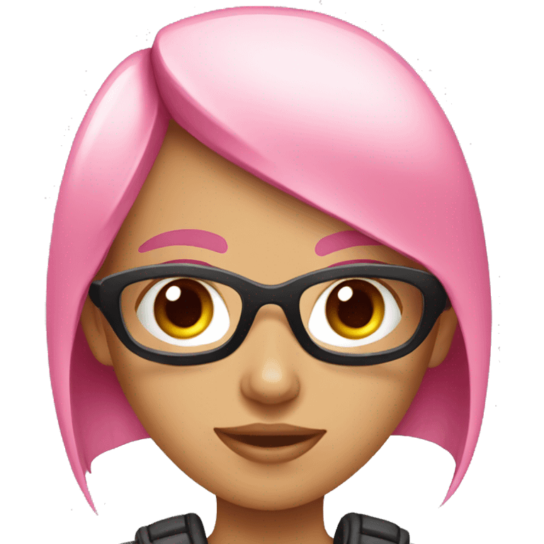 Girl gamer with pink eyes emoji