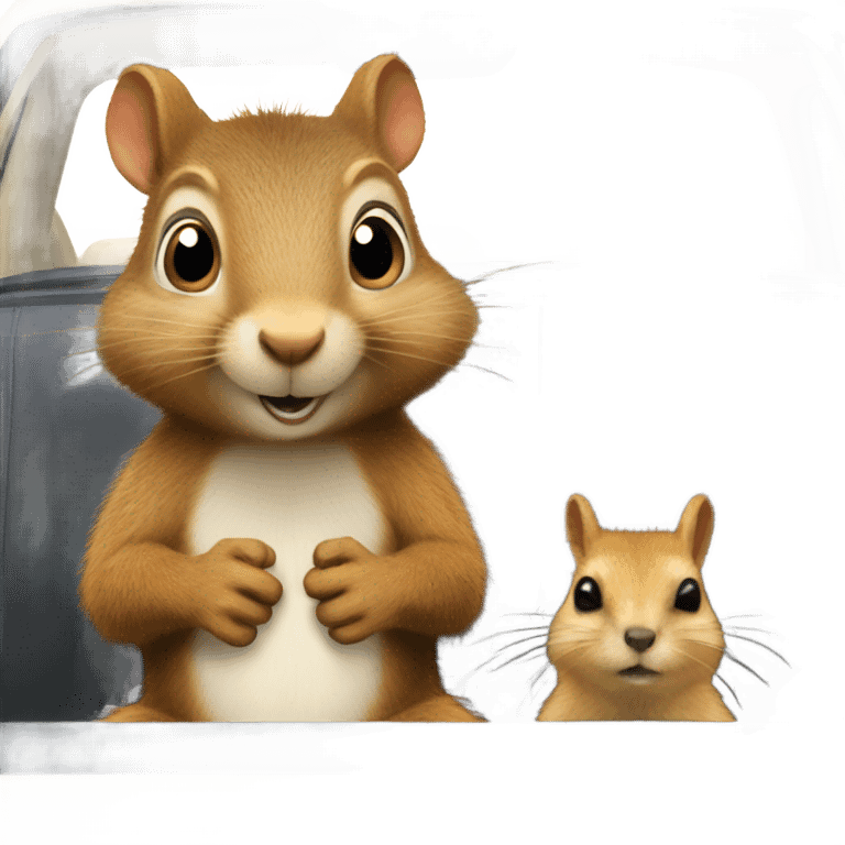 Squirrel and Quokka in a car  emoji