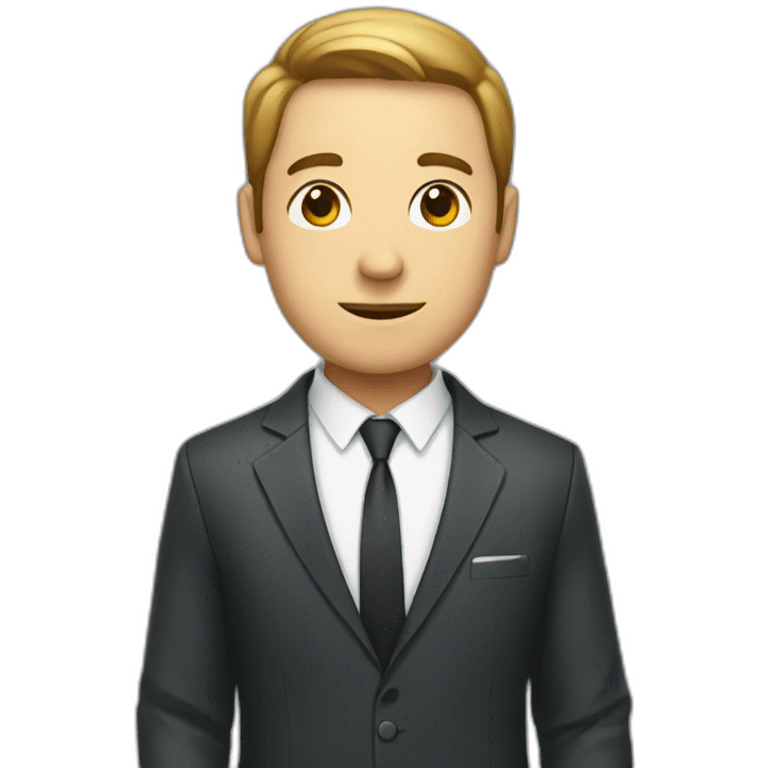 a man in a suit holding a clock emoji