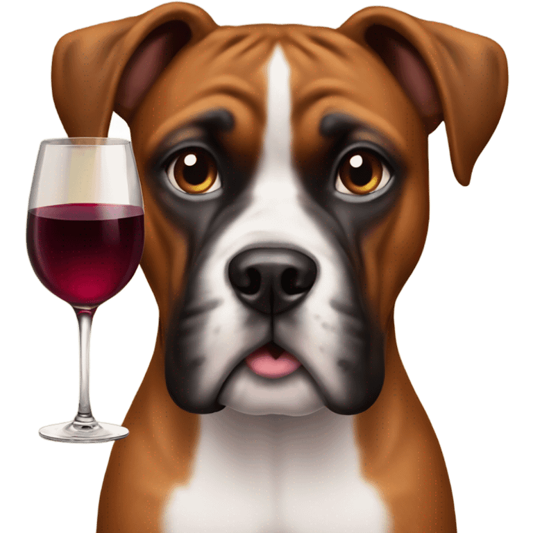 boxer dog with wine  emoji