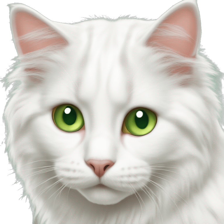 Fluffy cat turkish van green eyes emoji