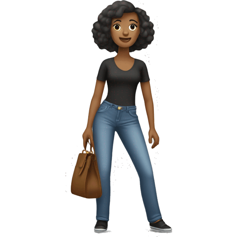 mujer con una bolsa cartera hashion emoji