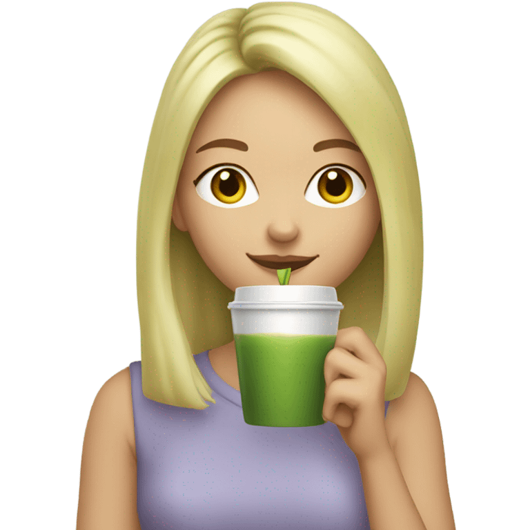 Blonde Girl drinking Matcha emoji