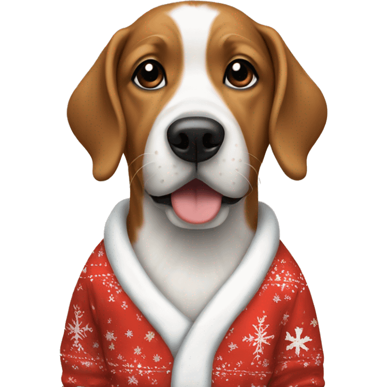 Dog wearing Christmas pjs emoji