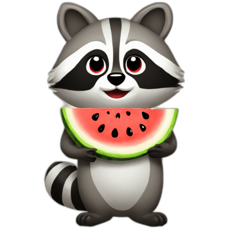 raccoon with watermelon brush and palette emoji