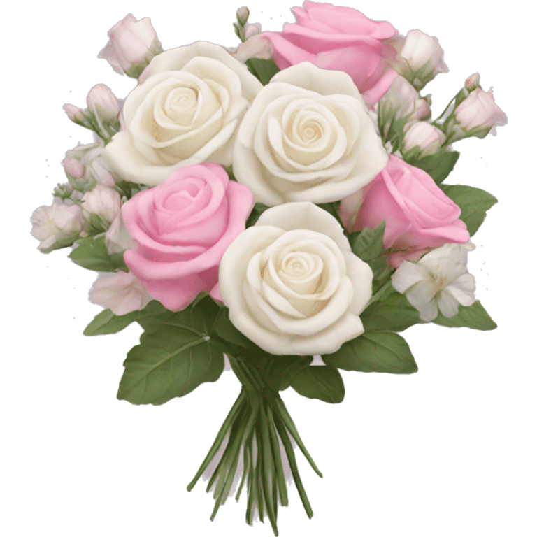 pink wildflower bouquet with white roses  emoji