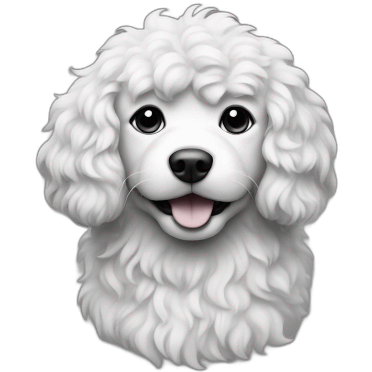 dog with curly fur in black and white emoji