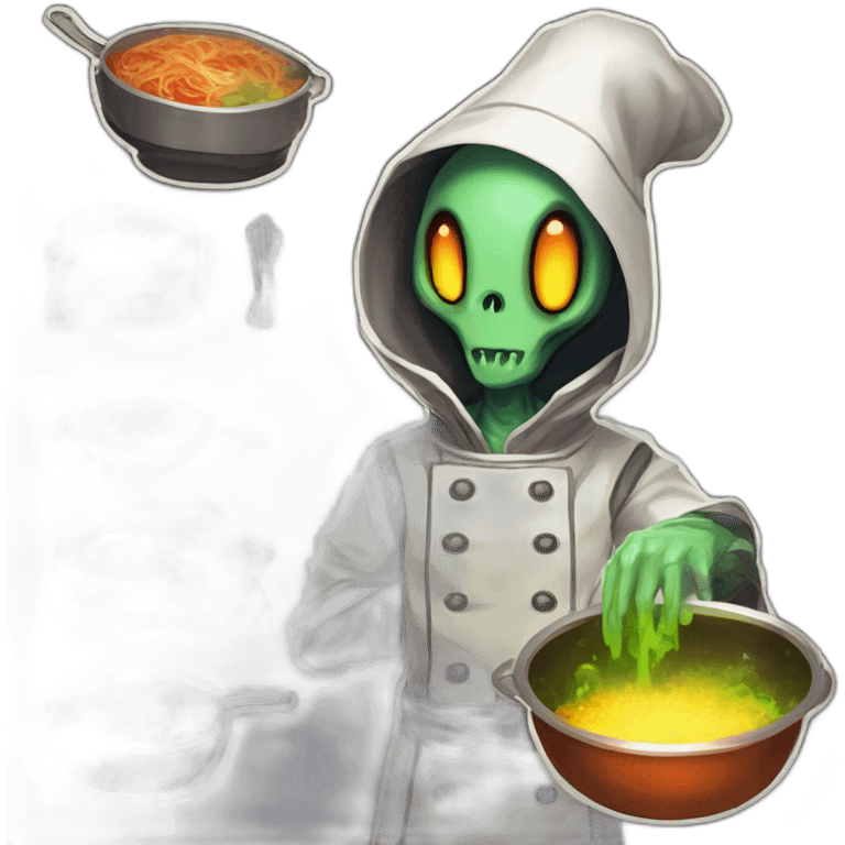 alien chef scifi roguelike rpg style inspired by slay the spire digital art emoji