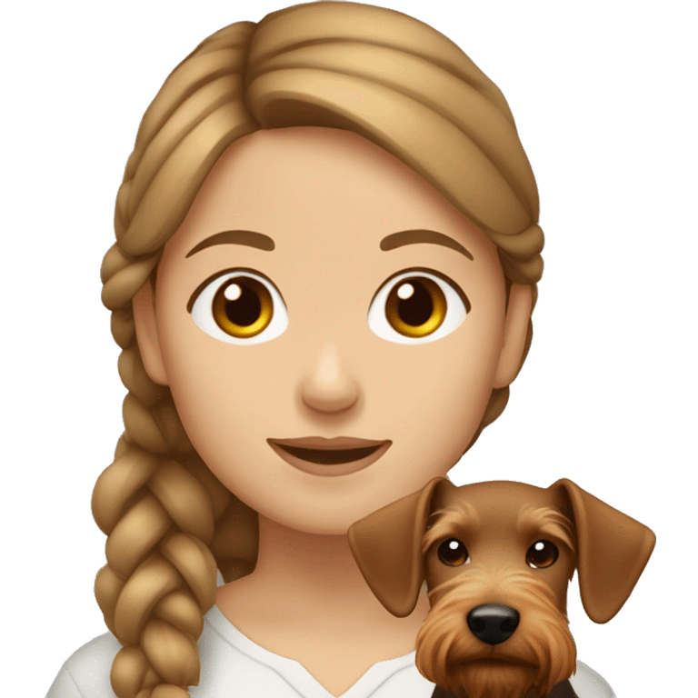 Light brown hair girl with welsh terrier emoji