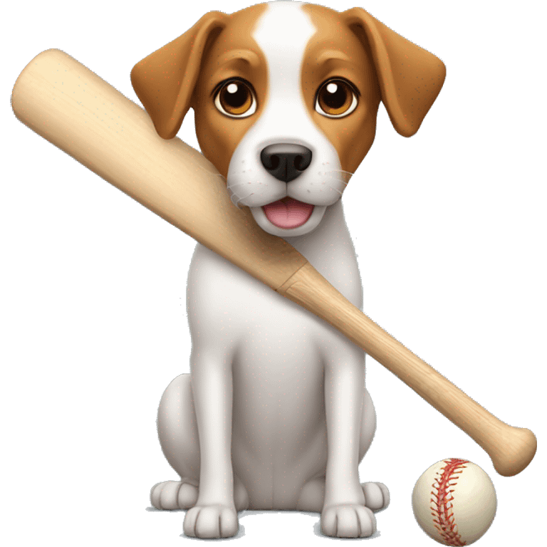 Dog with cricket bat emoji