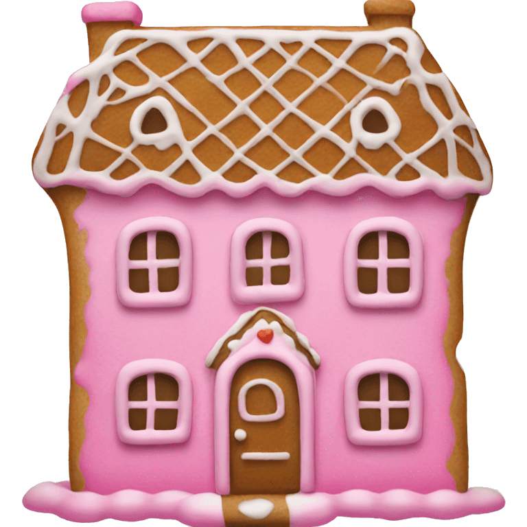 A pink gingerbread house emoji