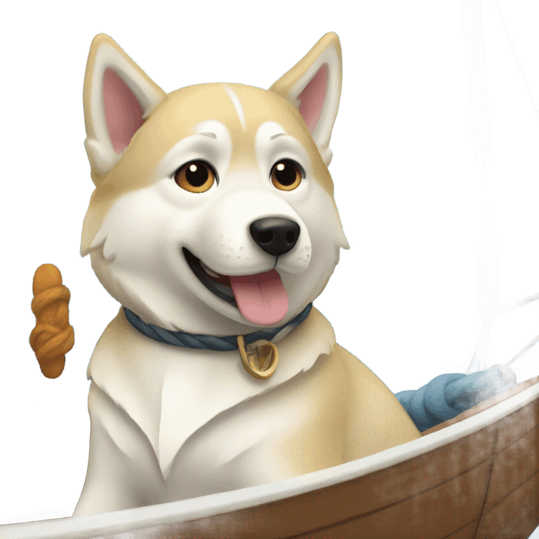 a light dorée  Husky in a sailboat emoji