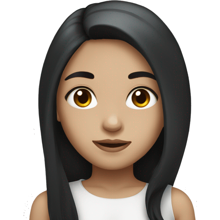 Girl with black long hair and white skin and brown eyes emoji