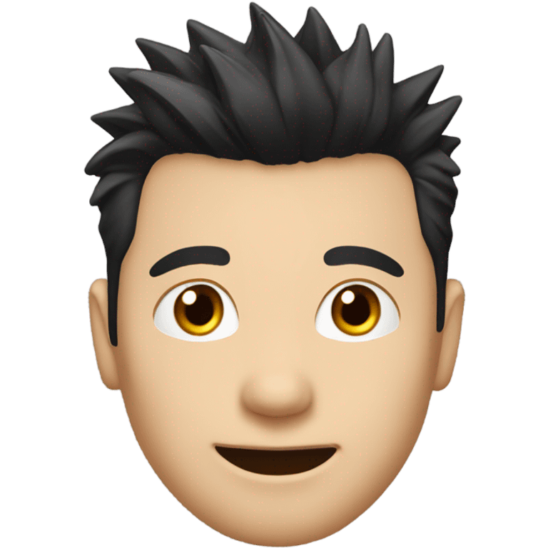 chinese man 40yo with spiky short black hair smile, smart shirt. emoji