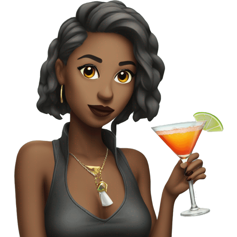 hyped slay girl drinking martini emoji