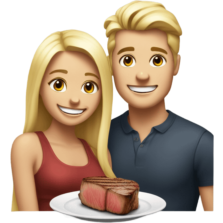 20 year old Blonde couple eating steak emoji