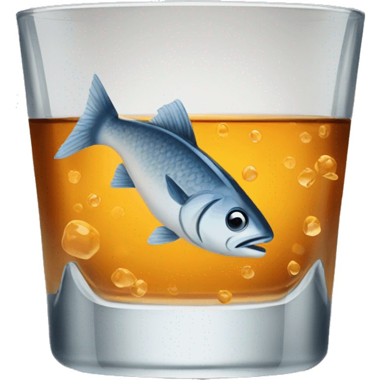 Whiskey glass full of fish in emoji