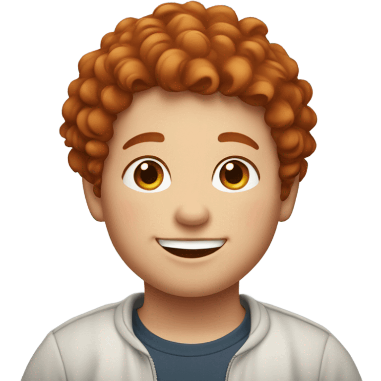 Bading redish curly little hair guy with corners in the hair chubby smiling emoji