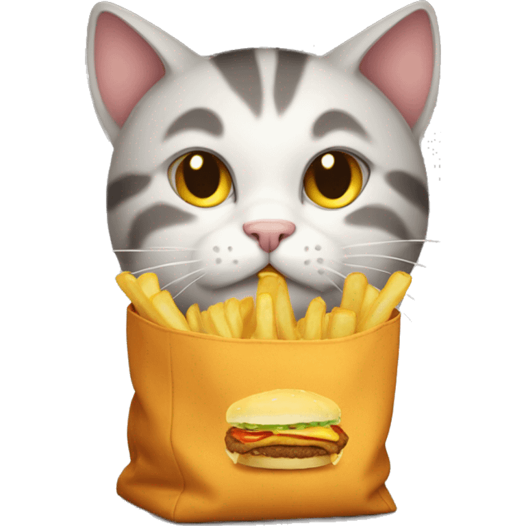 Sad gamer cat thats putting fries in a bag emoji