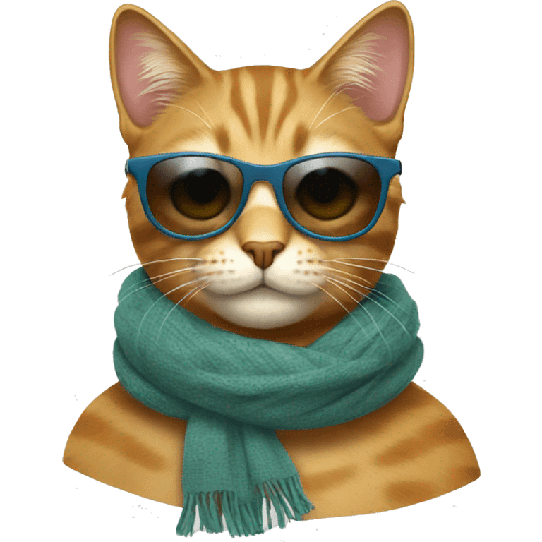 Cat wearing sunglasses and scarf emoji