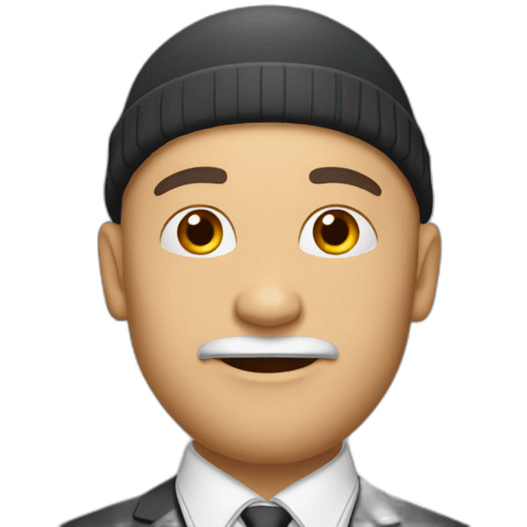 bald guy,-white-goatee,beanie hat, suit emoji