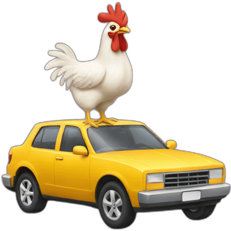 chicken riding a car emoji