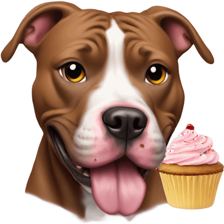 Pitbull eating cupcake emoji