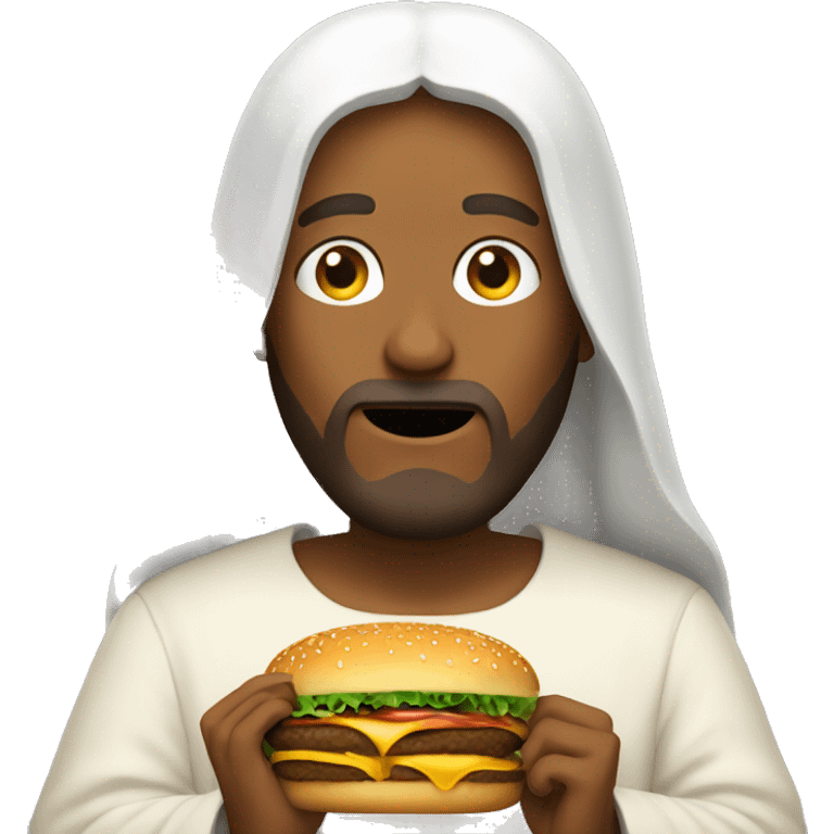 Jesus eating a hamburger emoji